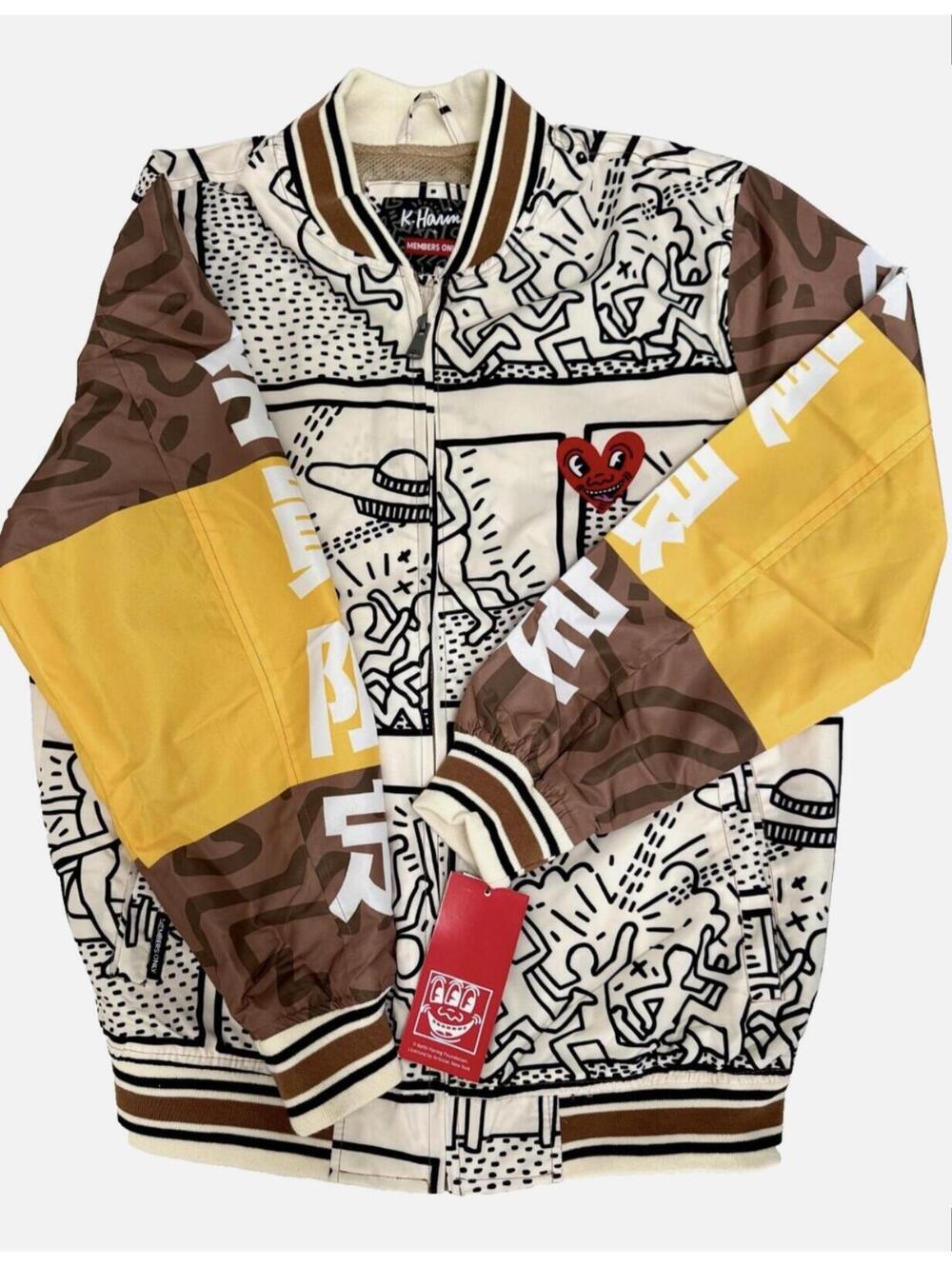 NWT MEMBERS ONLY Mens Size XL Keith Haring Tokyo Pop Aviator Bomber Windbreaker